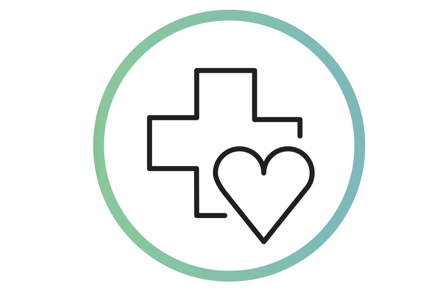 Symbol für betriebliches Gesundheitsmanagement mit Kreuz und Herz