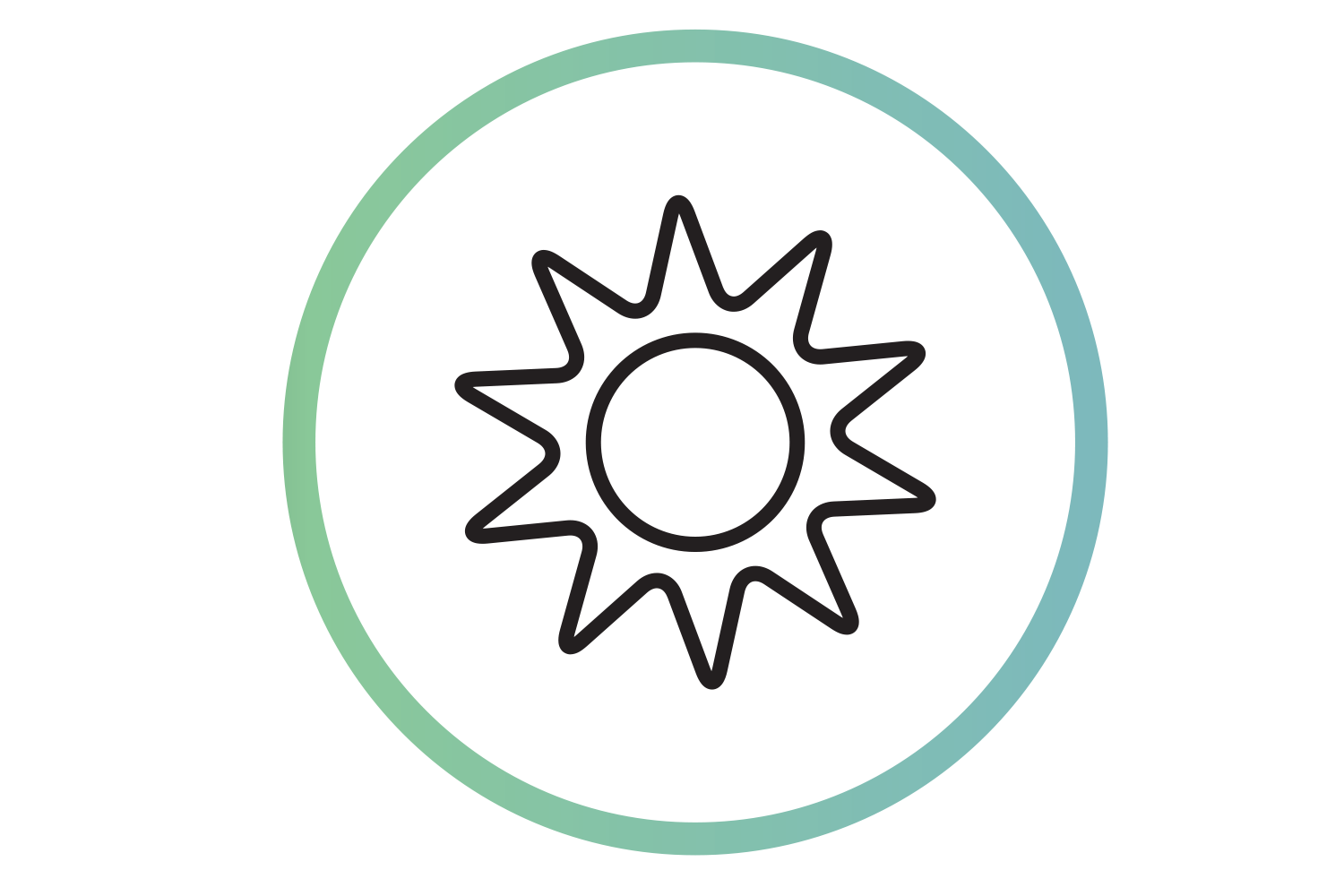 Symbol für Urlaub mit stilisierter Sonne.