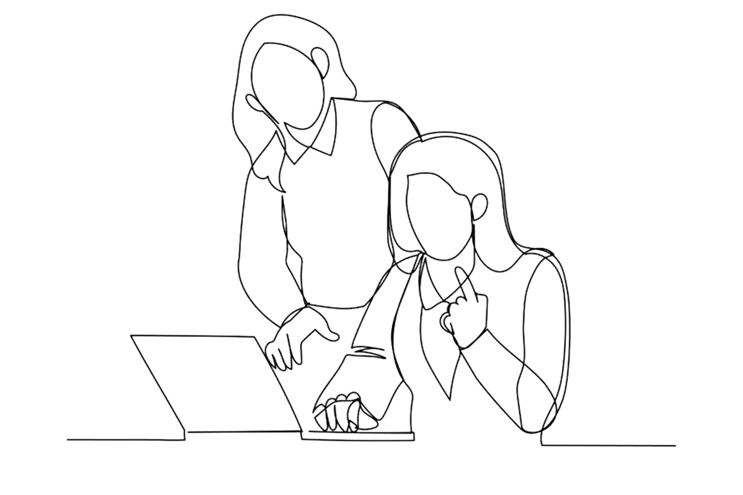 Illustration von zwei Personen im Austausch als Symbol für die Qualifizierungsphase des Traineeprogramms.