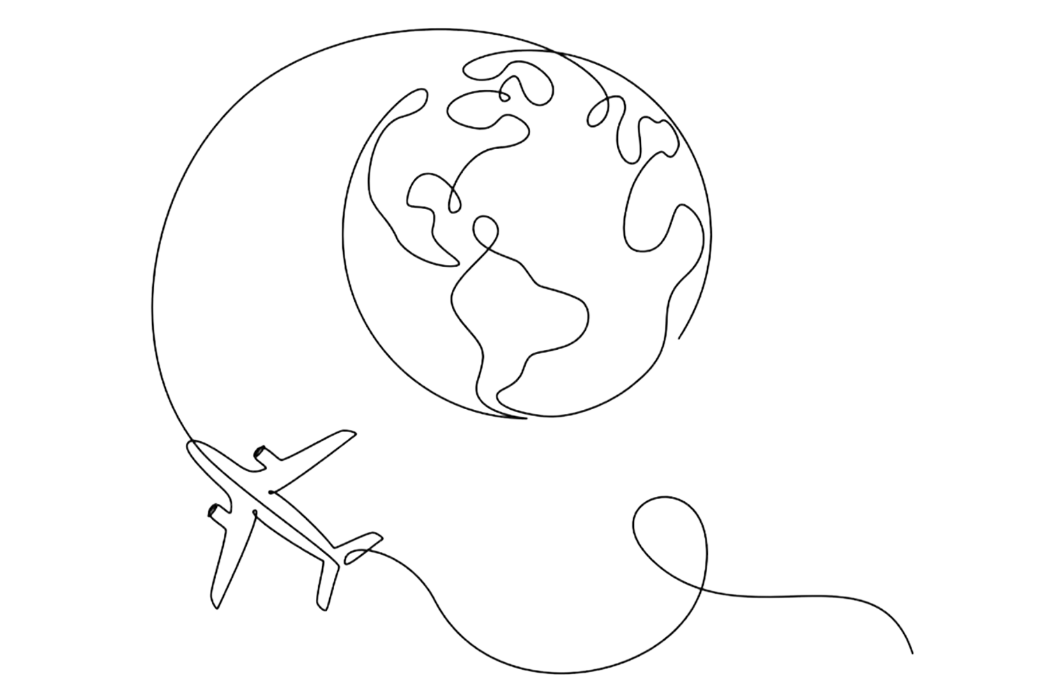 Illustration eines Globus mit Flugzeug als Symbol für einen Auslandsaufenthalt im Traineeprogramm.