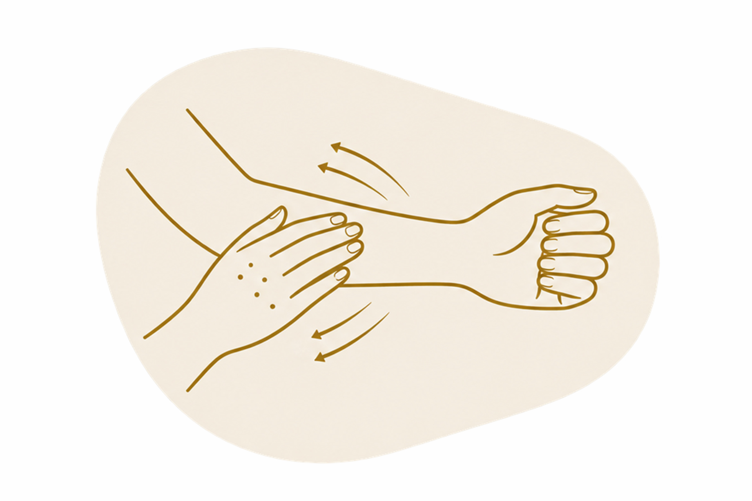 Illustration einer Hand, die ein Patch auf den Unterarm klebt