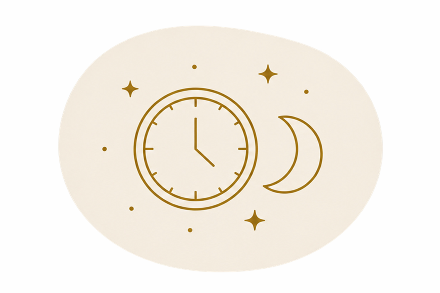 Illustration einer Uhr mit Mondsichel als Symbol für die Anwendungsdauer